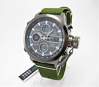 Часы военные AMST 3003 JAPAN QUARTZ 45mm Black/Green.