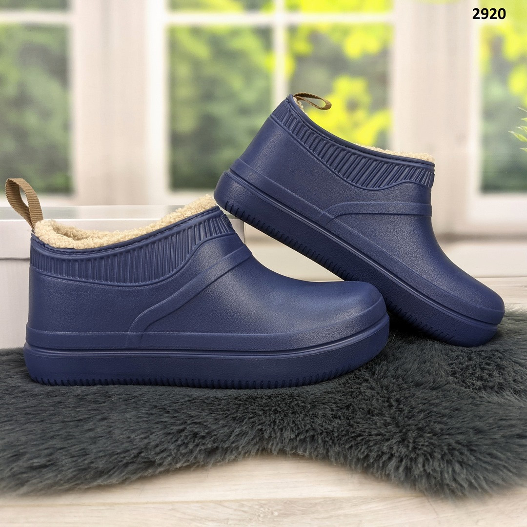 Калоші жіночі пінкові на хутрі Dago Style сині, фото 1