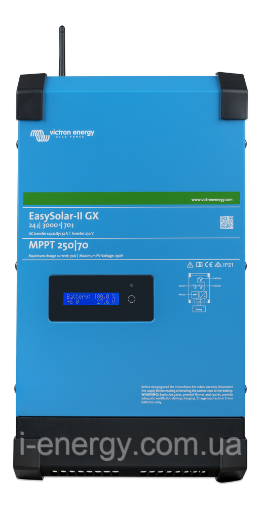 Інвертор EasySolar-II 24В 3000ВА 70А -32 MPPT 250/70 GX PMP242307010 Victron Energy
