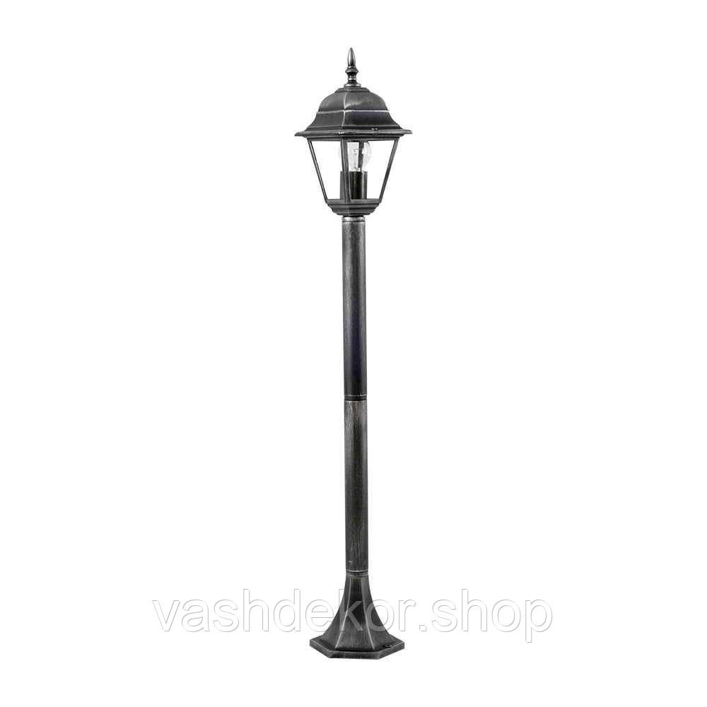 Вуличний ліхтарний стовпчик 115 см 100Вт Е27, черный з сріблом