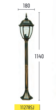 Вуличний ліхтарний стовпчик 114 см, 100Вт Е27, старе золото, фото 2
