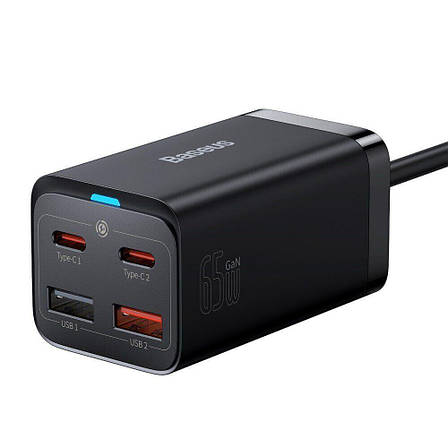 Зарядний пристрій (зарядка) для телефону Baseus GAN3 Pro 2 х Type-C + 2 х USB (CCG040001), фото 1