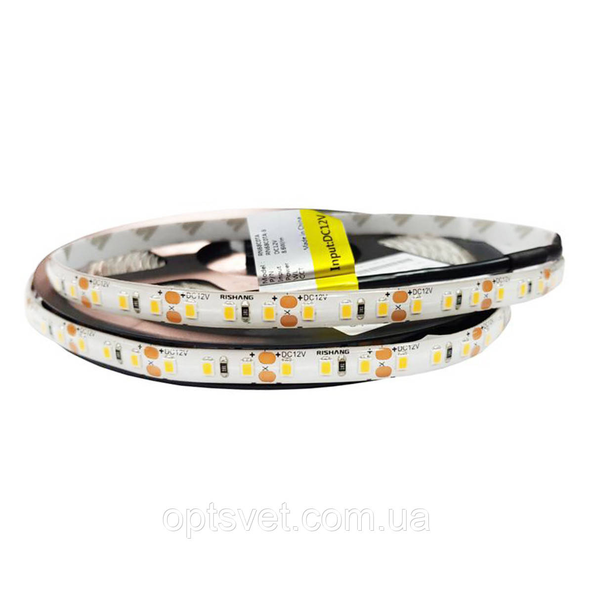 Світлодіодна стрічка RISHANG 120-2835-12V-IP65 8,6 W 562 Lm 3000 K 5 м (RN68C0TA-B-WW), фото 1