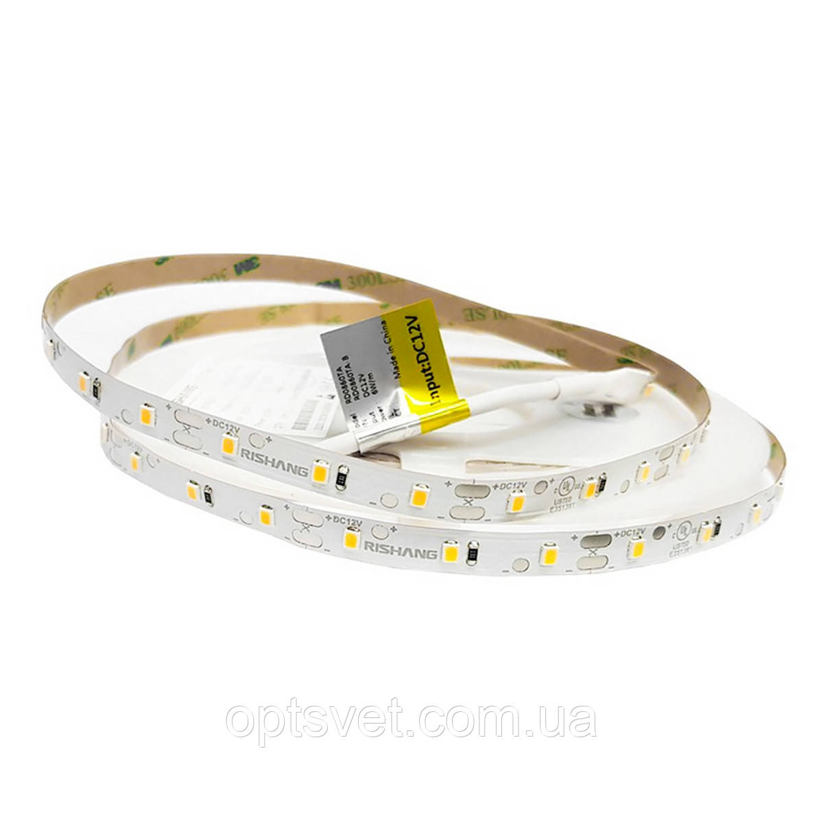 Світлодіодна стрічка RISHANG 60-2835-12V-IP20 6 W 505 Lm 3000 K 5 м (RD0860TA-B-WW), фото 1