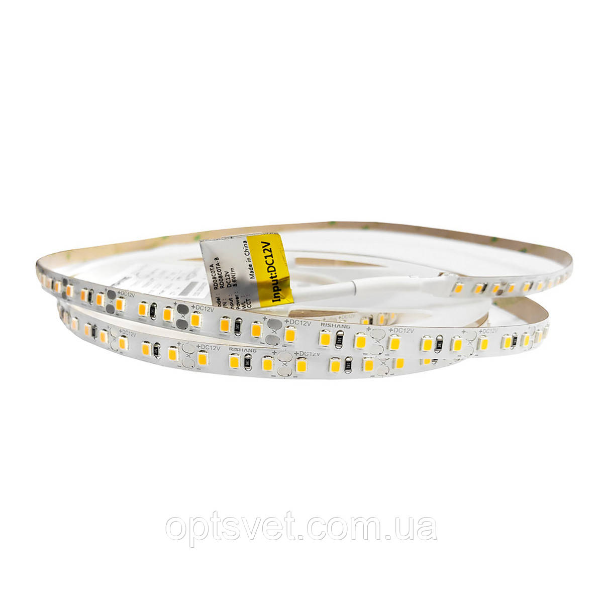 Світлодіодна стрічка RISHANG 120-2835-12V-IP33 8,6 W 745 Lm 3000 K 5 м (RD08C0TA-B-WW), фото 1
