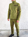 Воєнна флісова кофта Garment Factory, оливкова Фліска ЗСУ Polar 280 грам флісовий реглан, тактична кофта, фото 3