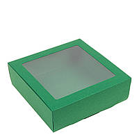 Подарункова коробка з вікном 200х200х65, зелена