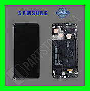 Дисплей Samsung A505 Black А50 2019 (GH82-19204A) сервісний оригінал у зборі з рамкою (переклеєне скло)