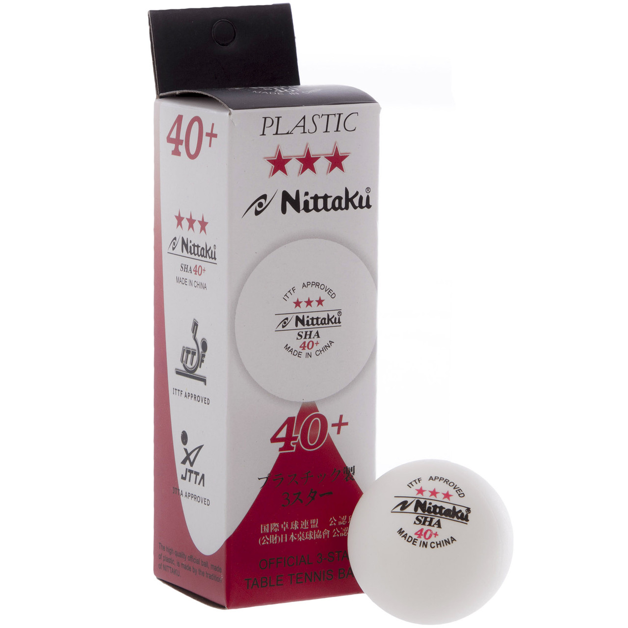 Набір м'ячів для настільного тенісу NITTAKU 3* 40+ NB -1400 3шт білий, фото 1