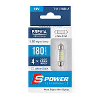 LED автолампа Brevia S-Power C5W (C10W) T11x36 180Lm 4x2835SMD 12V CANbus, 2шт