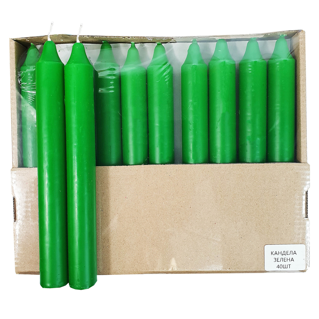 Свеча Кандела карандаш, зеленая. В упаковке 40 шт. - фото 4 - id-p1688809780