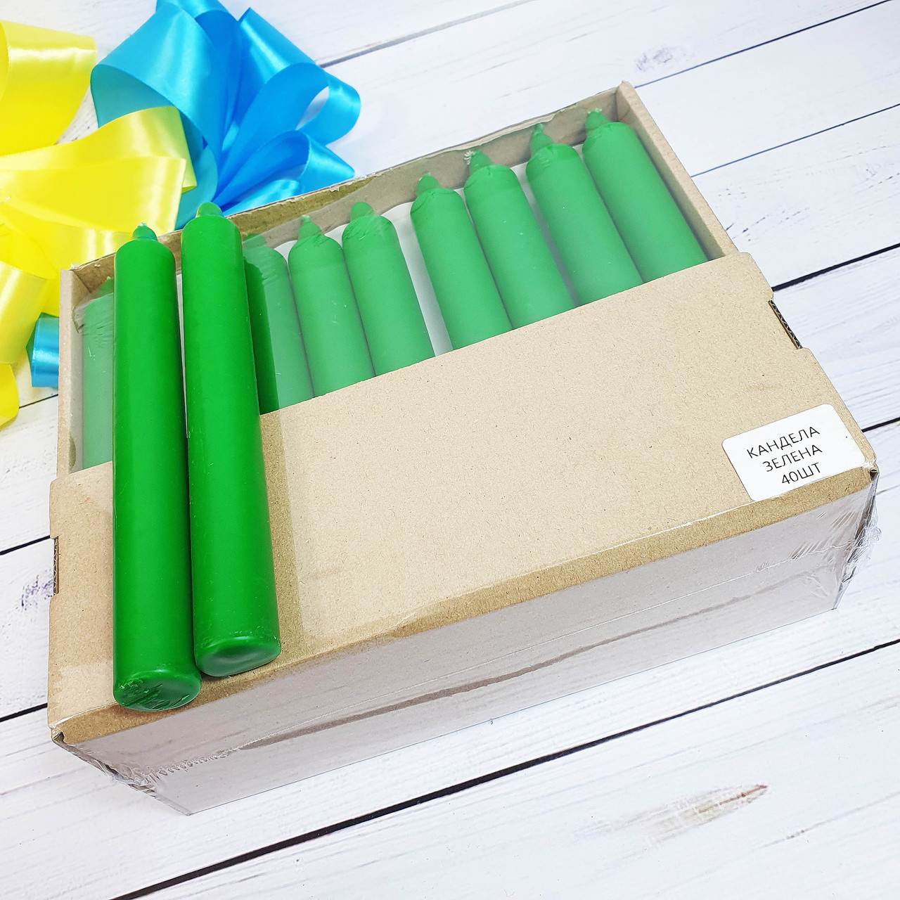 Свеча Кандела карандаш, зеленая. В упаковке 40 шт. - фото 5 - id-p1688809780