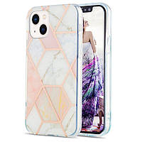 Защитный чехол Deexe Marble Pattern для Apple iPhone 14 Plus - White / Pink