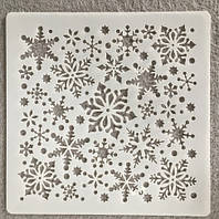 Новорічний трафарет Сніжинки 20 на 20 см сірий
