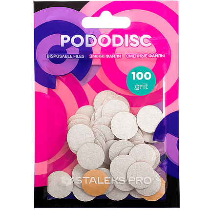 Змінні файли для педикюрного диска Pododisc Staleks Pro S 100 гритів 50 шт., білі, фото 1