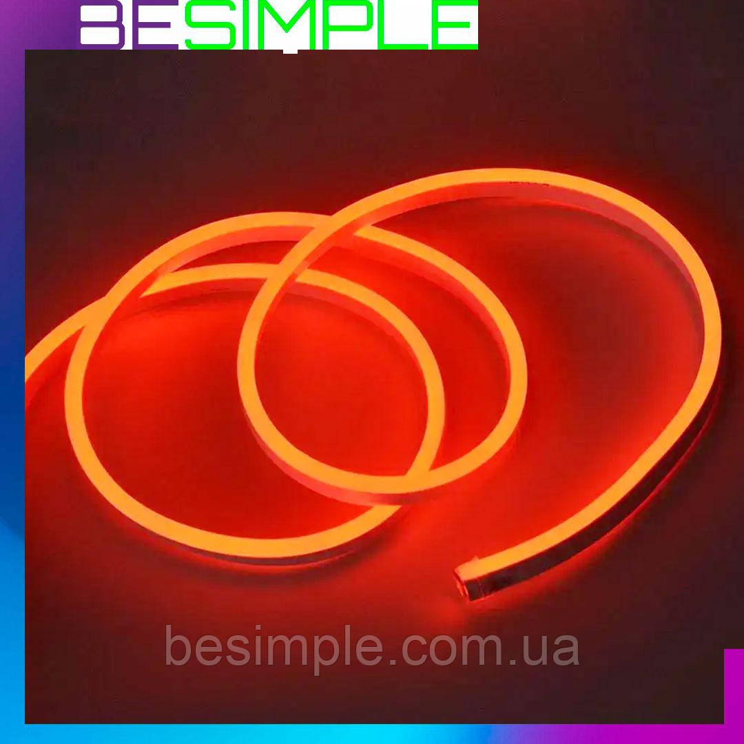 Силіконова стрічка LED 5 м, NEON 12V-220V, Червона / Світлодіодний неон гнучкий, фото 1