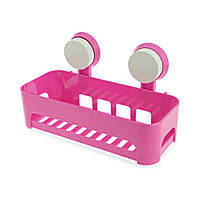 Полка на присосках прямоугольная Bathroom Shelves | Настенная полка для ванной комнаты Pink