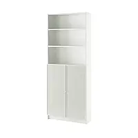 BILLY / HÖGBO Книжный шкаф стеклянная дверь, белый, 80x30x202 см