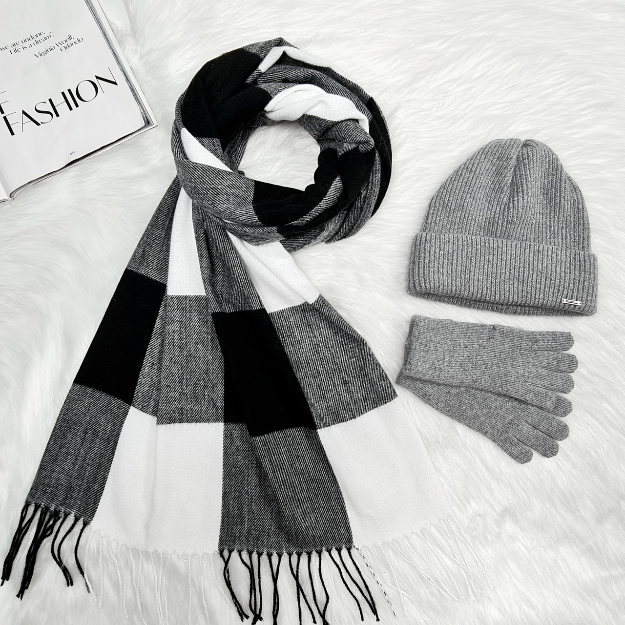 Комплект жіночий зимовий ангора з вовною на флісі (шапка+шарф+рукавички) ODYSSEY 56-58 см різнокольоровий 12704 - 1119 - 4002, фото 1