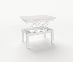 Стіл-трансформер Флай ніжки венге ДСП венге скло малюнок УФ козак (Fusion furniture ТМ) Ніжки Білі, Стільниця ДСП Аляска біла, Скло Біле
