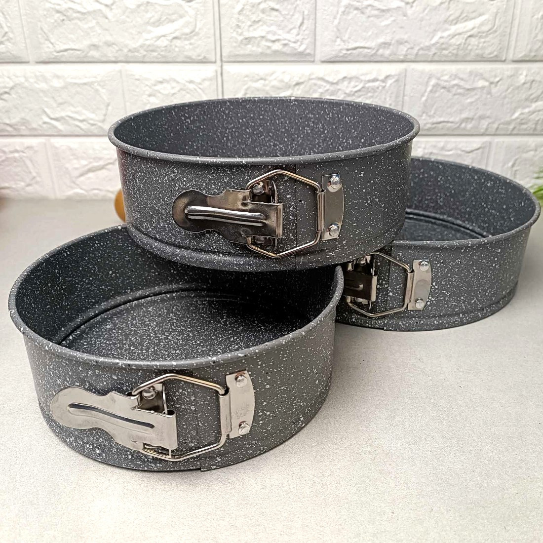 Набір роз'ємних металевих форм з мармуровим покриттям 3шт Ø22/24/26см, 0035 А-П