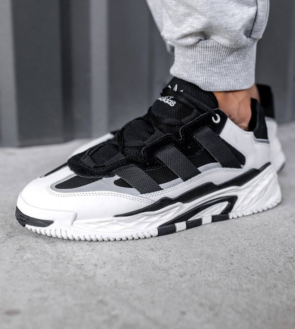 Чоловічі кросівки Adidas Niteball grey взуття Адідас Найтбол чорно білі ...