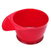 Перукарська миска для фарбування волосся, маски, фарби пластикова з прогумованим дном MP9 червона