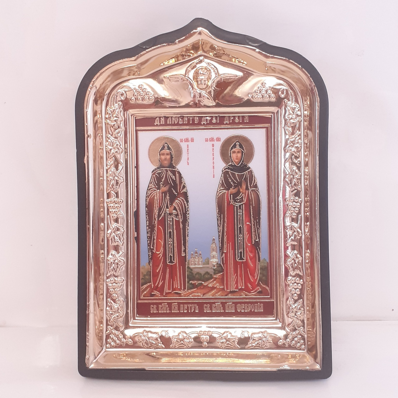 Ікона Петро та Февронія Муромські святі благовірні, лик 6х9, у пластиковій чорній рамці