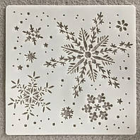 Трафарет на вікна Сніжинки 20 на 20 см сірий
