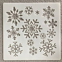 Трафарет новорічний Сніжинки 20 на 20 см сірий