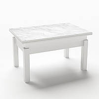 Стіл-трансформер Флай ніжки венге ДСП венге скло малюнок УФ козак (Fusion furniture ТМ) Ніжки Білі, Стільниця ДСП Аляска біла, Скло малюнок УФ-15265