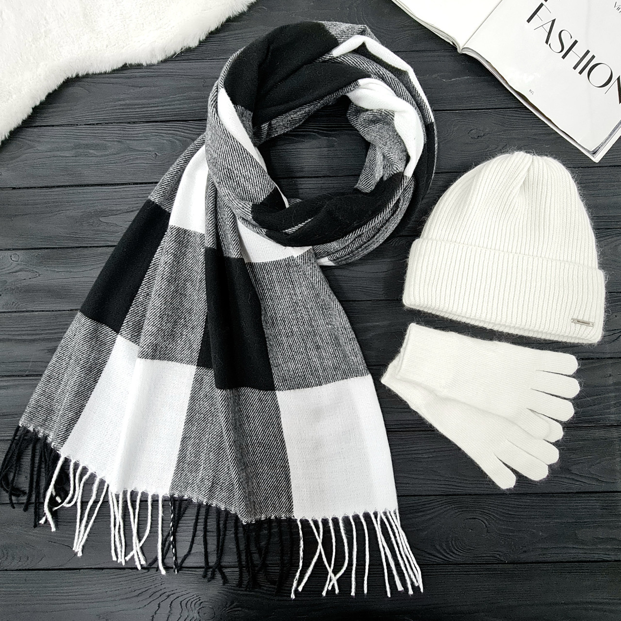 Комплект жіночий зимовий ангора з вовною на флісі (шапка+шарф+рукавички) ODYSSEY 56-58 см різнокольоровий 12702 - 1119- 4000, фото 1