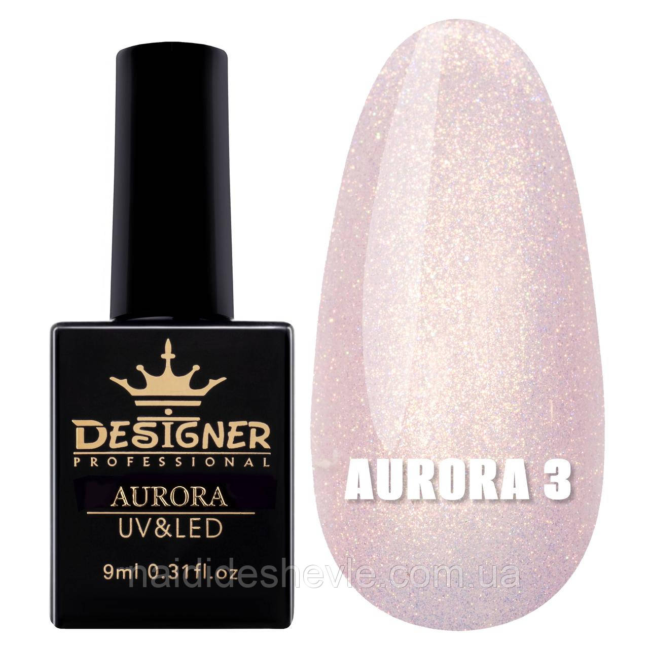 Гель-лак для ногтей Aurora с эффектом втирки /Дизайнер (Нежная палитра с яркими блестками), 9 мл №3 - фото 1 - id-p1688877648