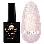 Гель-лак для нігтів Aurora з ефектом втирання /Дизайнер (Ніжна палітра з яскравими блискітками), 9 мл No6