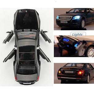 Модель автомобіля Mercedes Benz S600 зменшена 1:32 зі фарами, що світяться, і звуковими ефектами мотора, фото 3