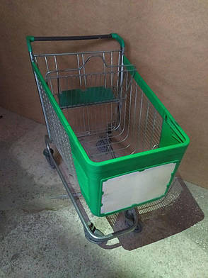 Б/В Покупецький візок WANZL P130 на 130 літрів із пластиковою вставкою спереду, торговий візок для магазину та супермаркету, фото 2