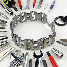 Браслет чоловічий RESTEQ металевий мультитул Tread Metric-Stainless чорний, фото 5