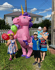 Надувний костюм Єдинорога RESTEQ, Unicorn косплей, костюм рожевої конячки. Єдиноріг надувний 2,5 м, фото 6