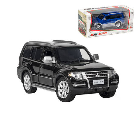 Модель автомобіля Mitsubishi Pajero із металу 1:32. Металева машинка Mitsubishi Pajero чорна, фото 1