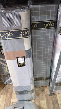 Тканина для постільної білизни Бязь "Gold" Lux GL1849 (A+B) - (50м+50м) сіра геометрія + клітинка, фото 2