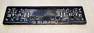 Рамка під номер із рельєфним написом Subaru Субару, Рамка Чорна, рамка для номера