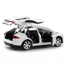 Модель автомобіля Tesla X90 1:32. Металева машинка, інерційна машинка Тесла Біла, фото 4