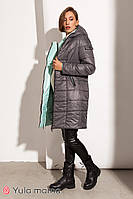 Двухстороннее пальто для беременных KRISTIN OW-42.011 серое с мятным