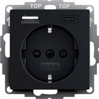 Розетка GIRA + USB черный мат (2459005)
