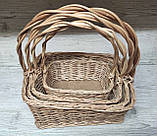 Набір прямокутних кошиків натуральний, фото 3