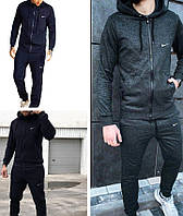 Мужской спортивный костюм теплый ( черный, темно-серый, темно-синий), зимний комплект для мужчин