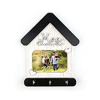 Декоративная ключница-рамка для фото "Моя семья" (Белая прямоугольная с сердечками)