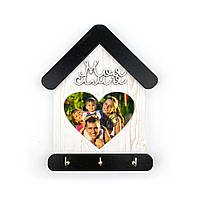 Декоративная ключница-рамка для фото "Моя семья" (Белая с сердцем)