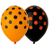 Латексный воздушный шар Belbal Горошек черно-оранжевый, 12" 30 см, 5 шт