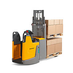 Електричний штабелер з платформою оператора та дворівневим завантаженням ERD